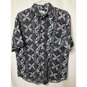 Sostanza men's medium button Hawaiin shirt blue